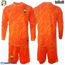 Camisa de Futebol França Goleiro Equipamento Secundário Infantil Europeu 2024 Manga Comprida (+ Calças curtas)